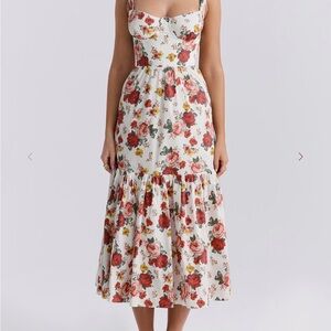 Elia Italian Rose Print Cotton Midi Sundress